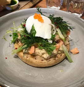 Red Door Corner Store, Northcote, smoked trout and crab crumpet