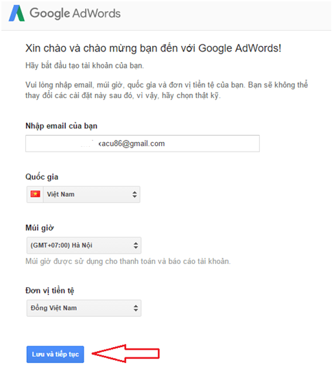 Hướng dẫn tạo tài khoản Google Adwords mới