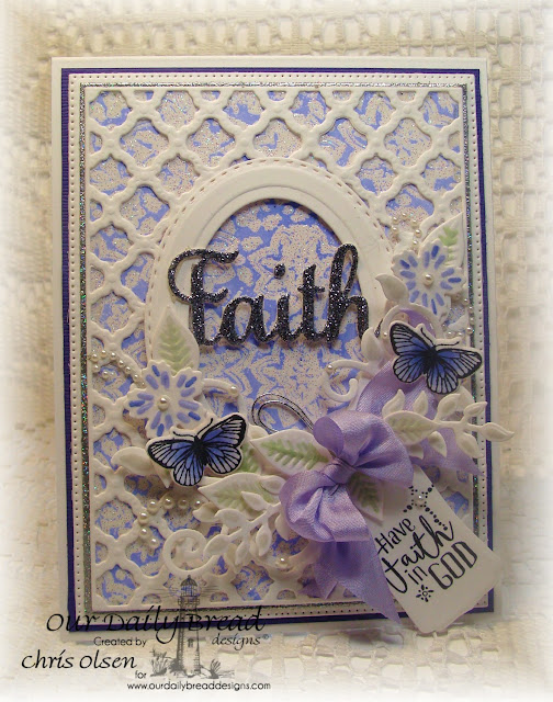 Our Daily Bread Designs, Boho Faith, Boho Background die, Boho Background stamp set, Ovals dies, Stitched Ovals, Mini tags die, Fancy Foliage, Birds and flowers die, Butterfly and Bugs, Butterfly and Bugs die, designed by Chris Olsen
