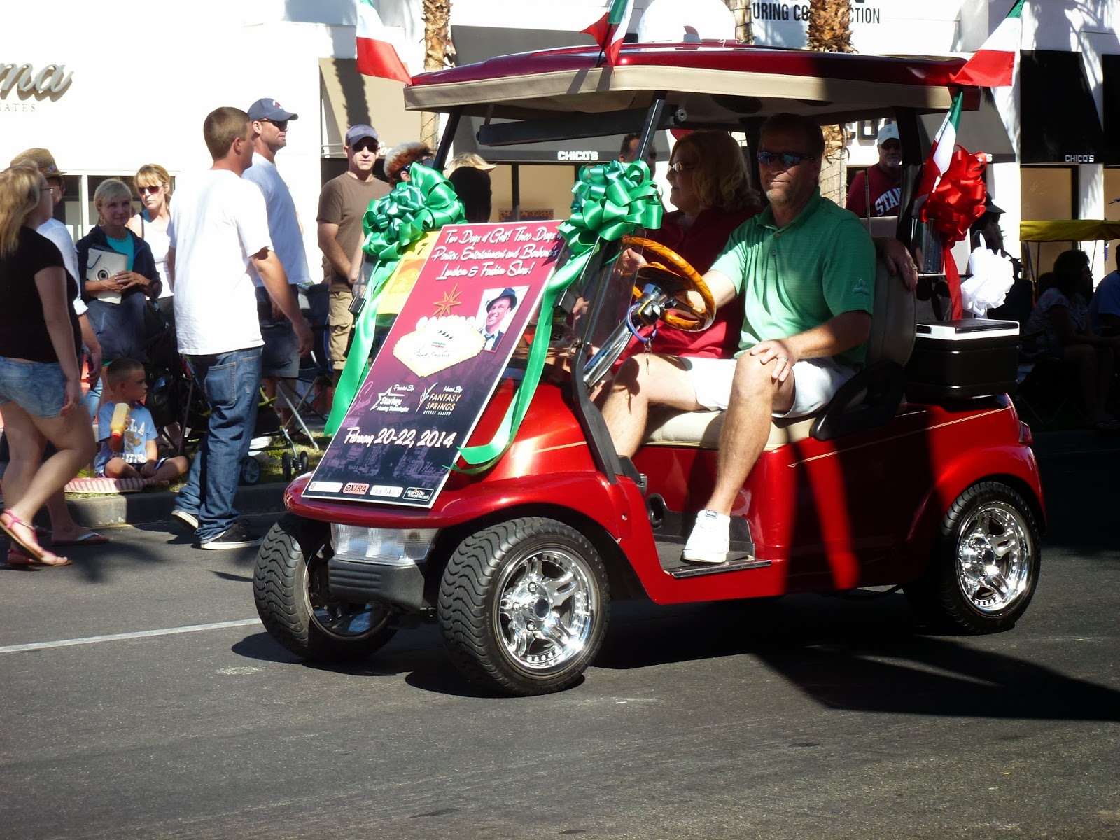 2 rv golfers on the go Palm DesertGolf cart parade10.27.13