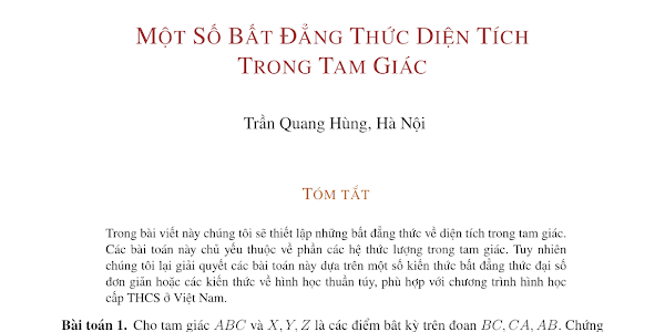 Một số bất đẳng thức diện tích tam giác - Trần Quang Hùng