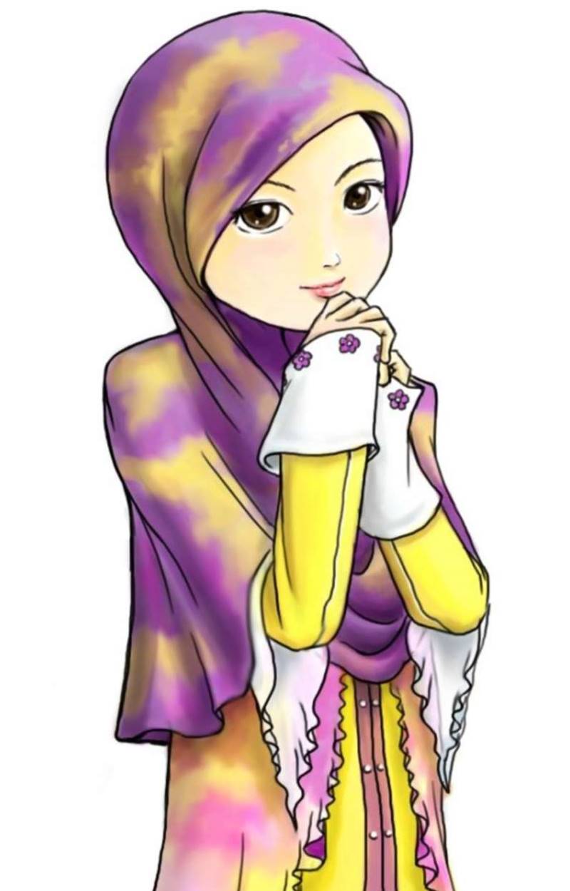 75 Gambar Kartun Muslimah Cantik dan Imut (bercadar sholehah lucu)