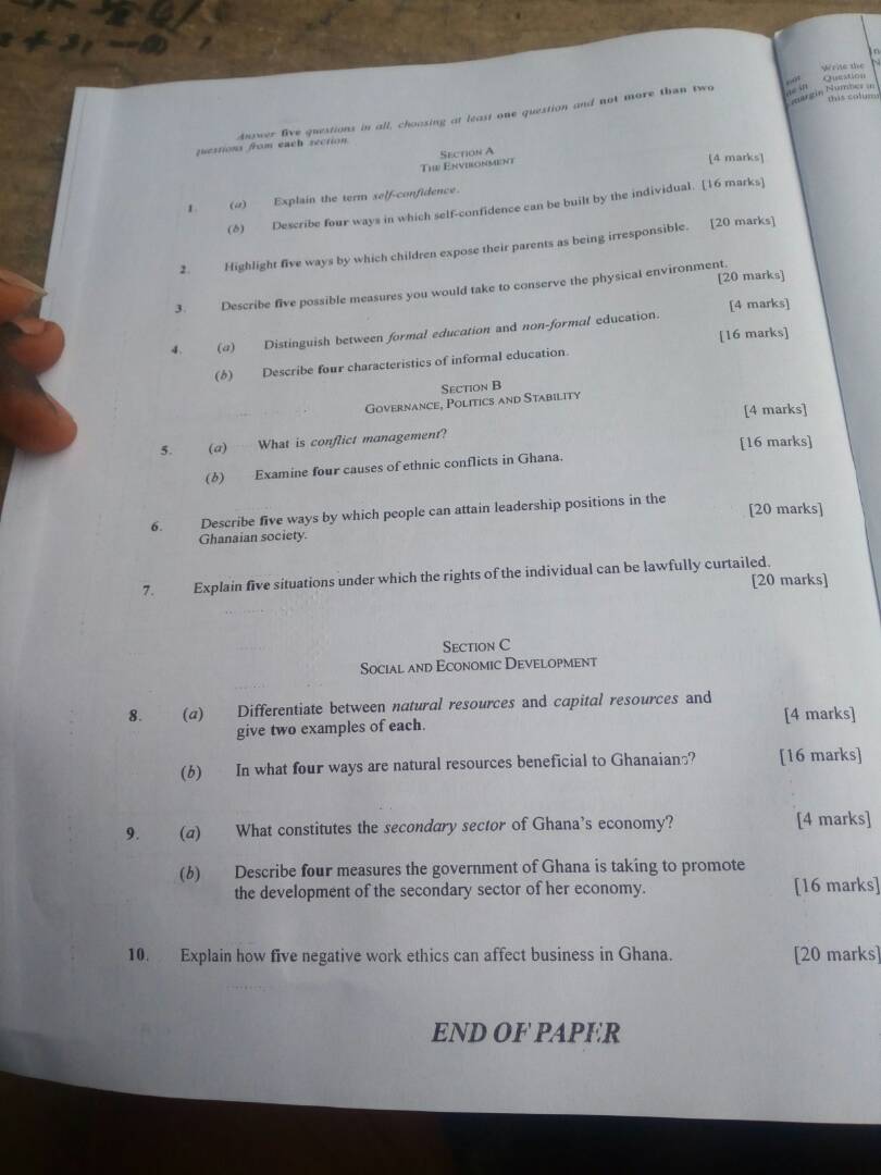 2018 WASSCE SOCIAL STUDIES THEORY