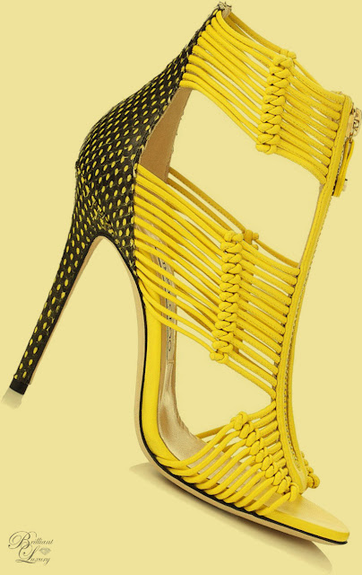 ♦Jimmy Choo yellow strappy Kattie sandals #jimmychoo #shoes #yellow #brilliantluxury