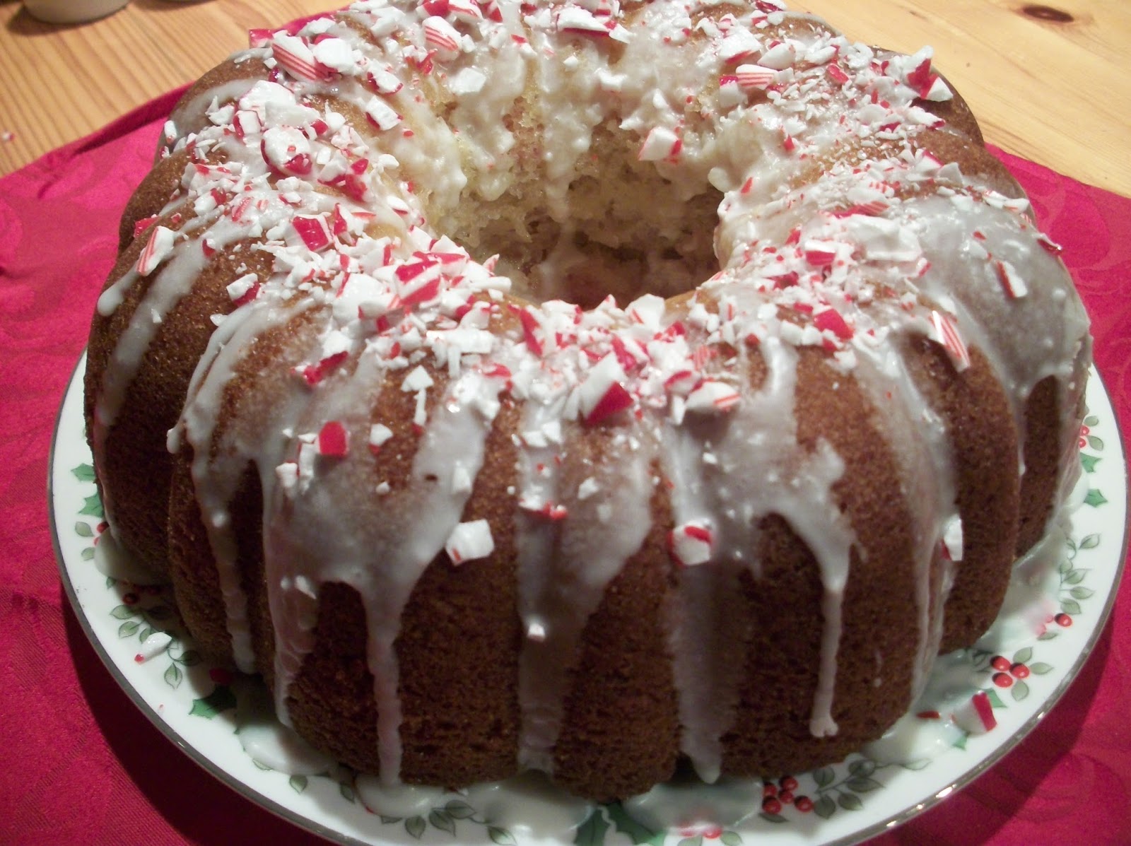 Cook with Sara Candy Cane Bundt Cake
