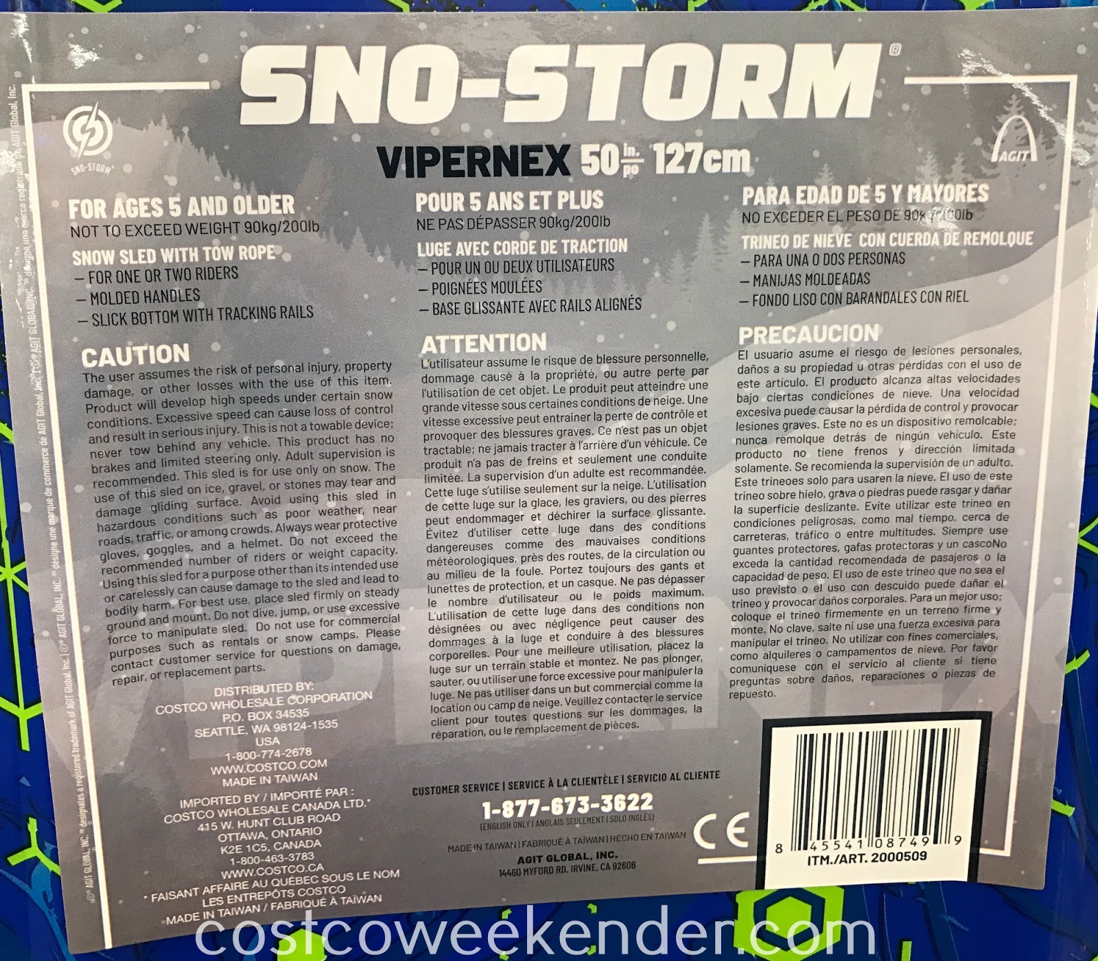 SnoStorm Vipernex Snow Sled Costco Weekender
