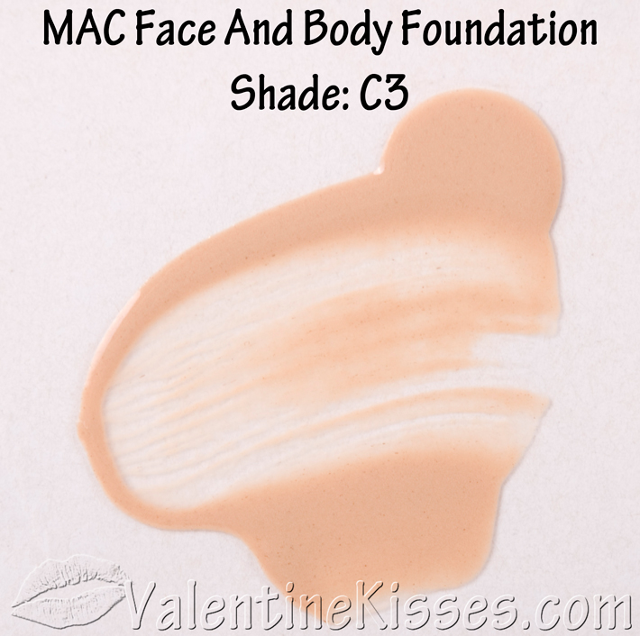 Valentine Kisses MAC Face and Body Foundation swatches, before
