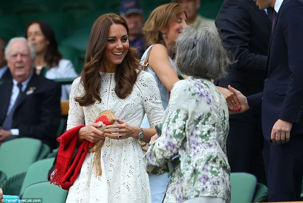 Catherine, Duchess of Cambridge and Prince William attend day nine of the Wimbledon Lawn Tennis Championships at Wimbledon in London