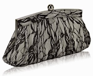 Lace Floral Pleated Evening Clutch Bag (26cm x 14cm) with PreciousBags Dust Bag