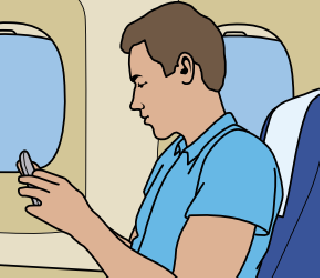 Gambar Ilustrasi Menggunakan Ponsel Saat Penerbangan