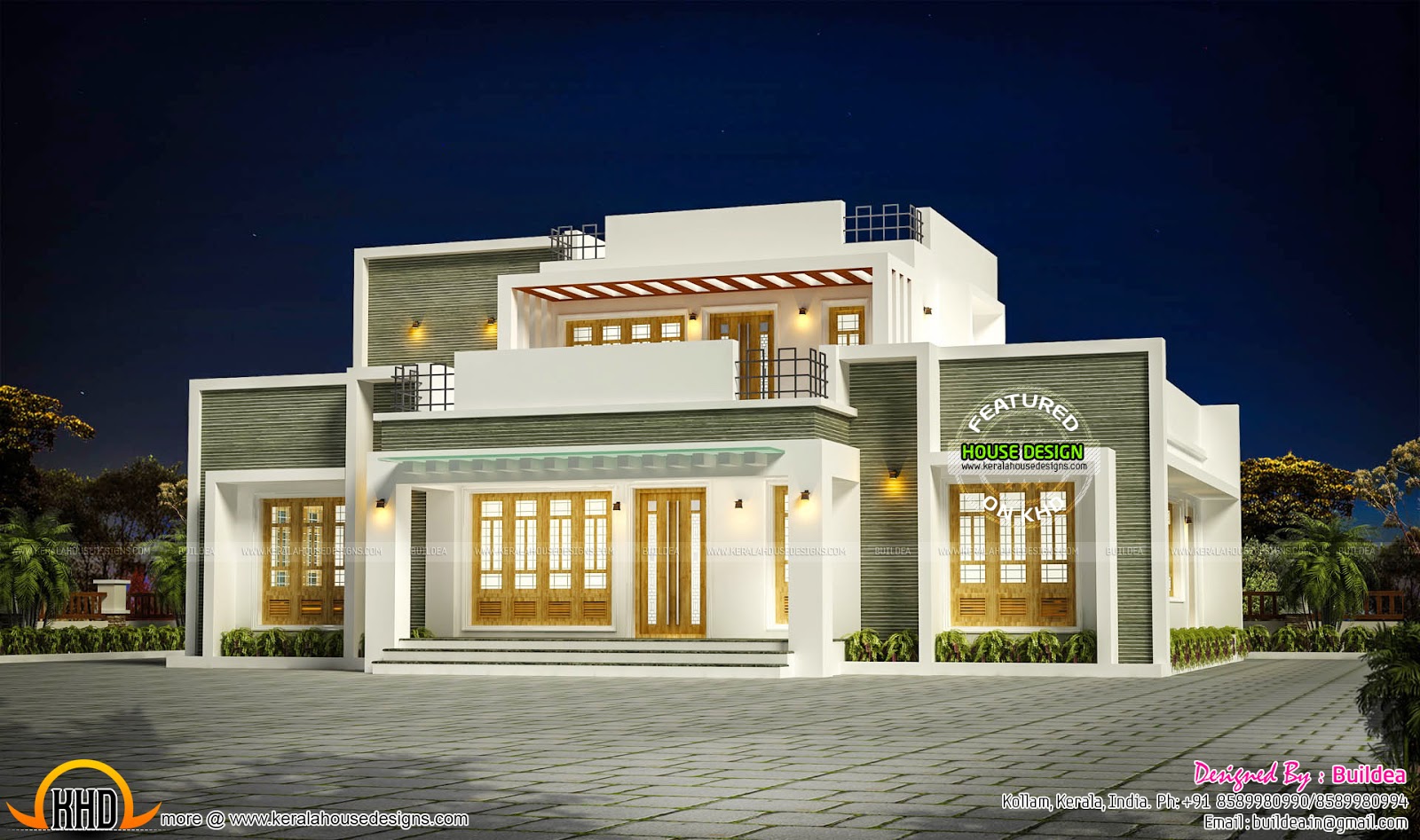 2148 sqft flat roof house in Kollam, Kerala Kerala Home Design and