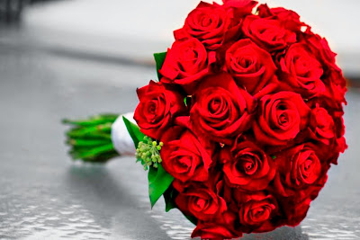 Red roses wedding flowers