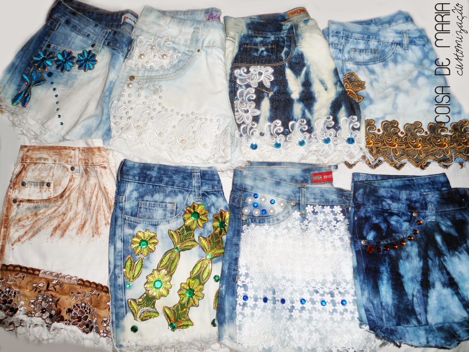 Coisa de Maria Customização: Shorts Jeans customizados com pedrarias ...