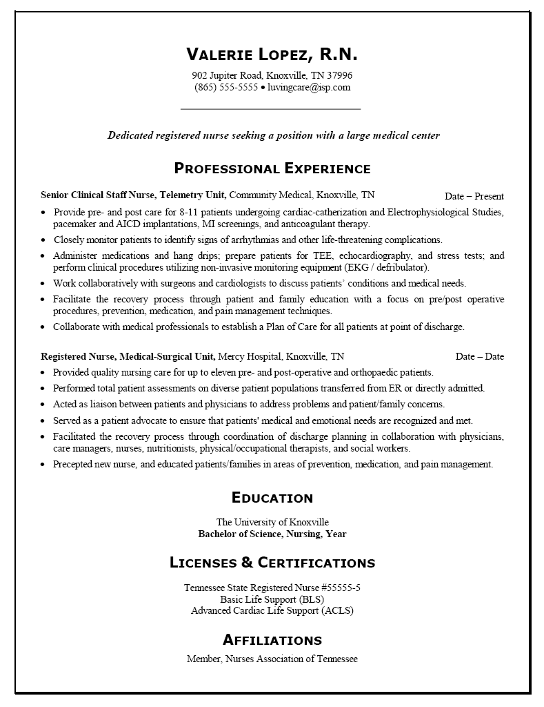 Sample of cna resume