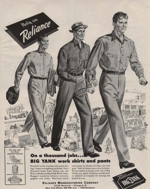 vintage workwear: RELIANCE MANUFACTURING COMPANY 1940's Button Fly ...