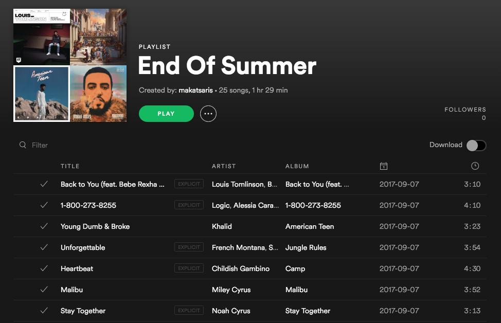 End Of Summer Playlist