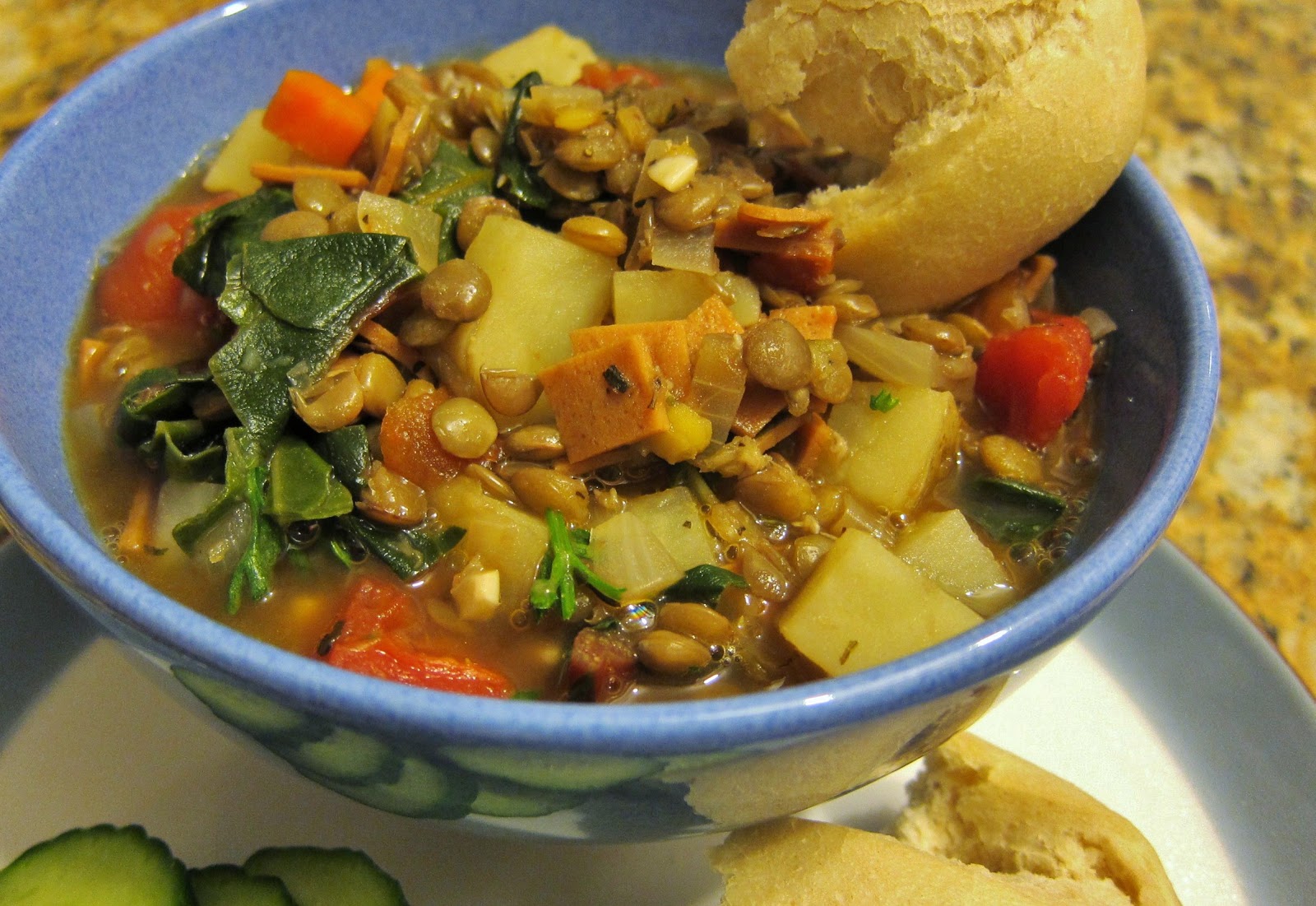 The Vegan Chronicle Lentil Stew with Ham and Greens