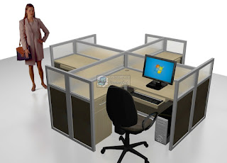 Meja Sekat Kantor Dengan Koneksi Internet (LAN)