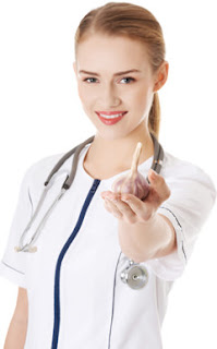 Female Doctor Holding Garlic