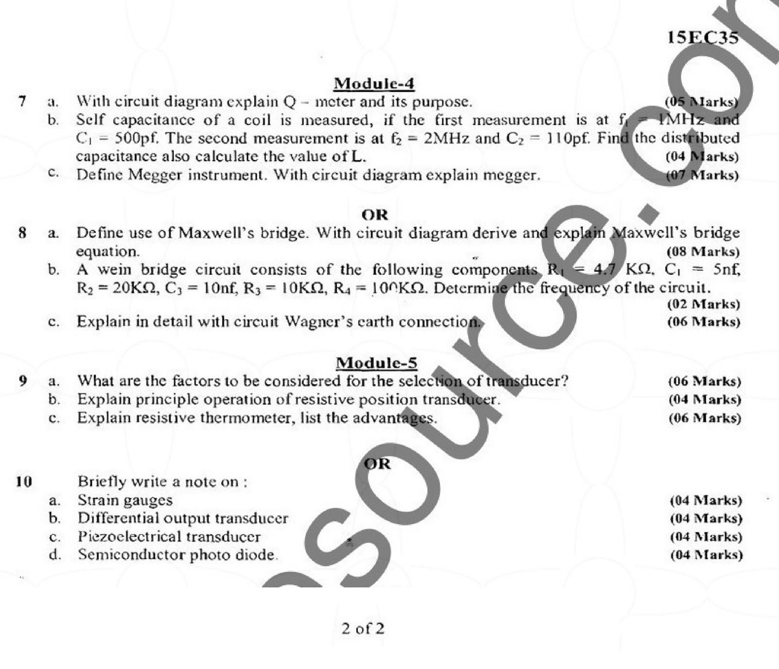 Electronic Instrumentation VTU Syllabus