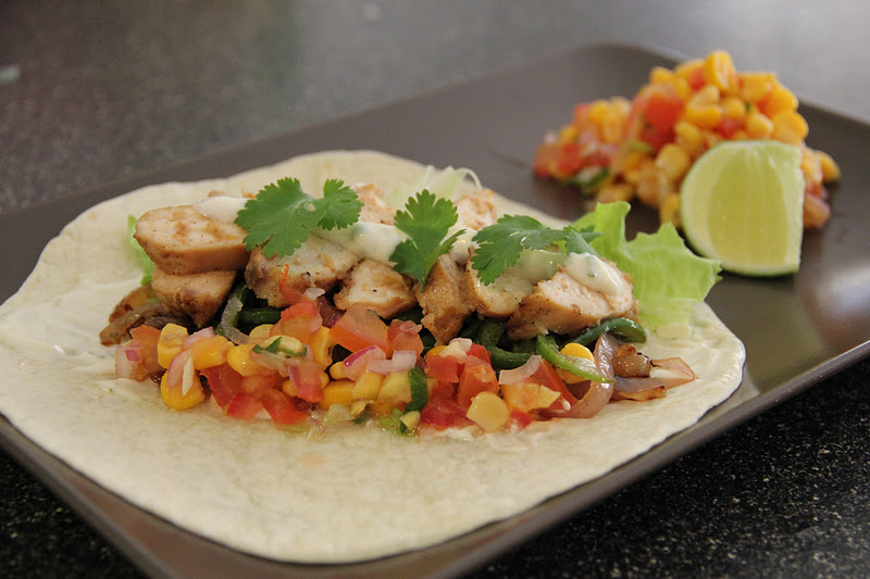 Tummy Thrills Chicken Burritos with Corn and Tomato Salsa