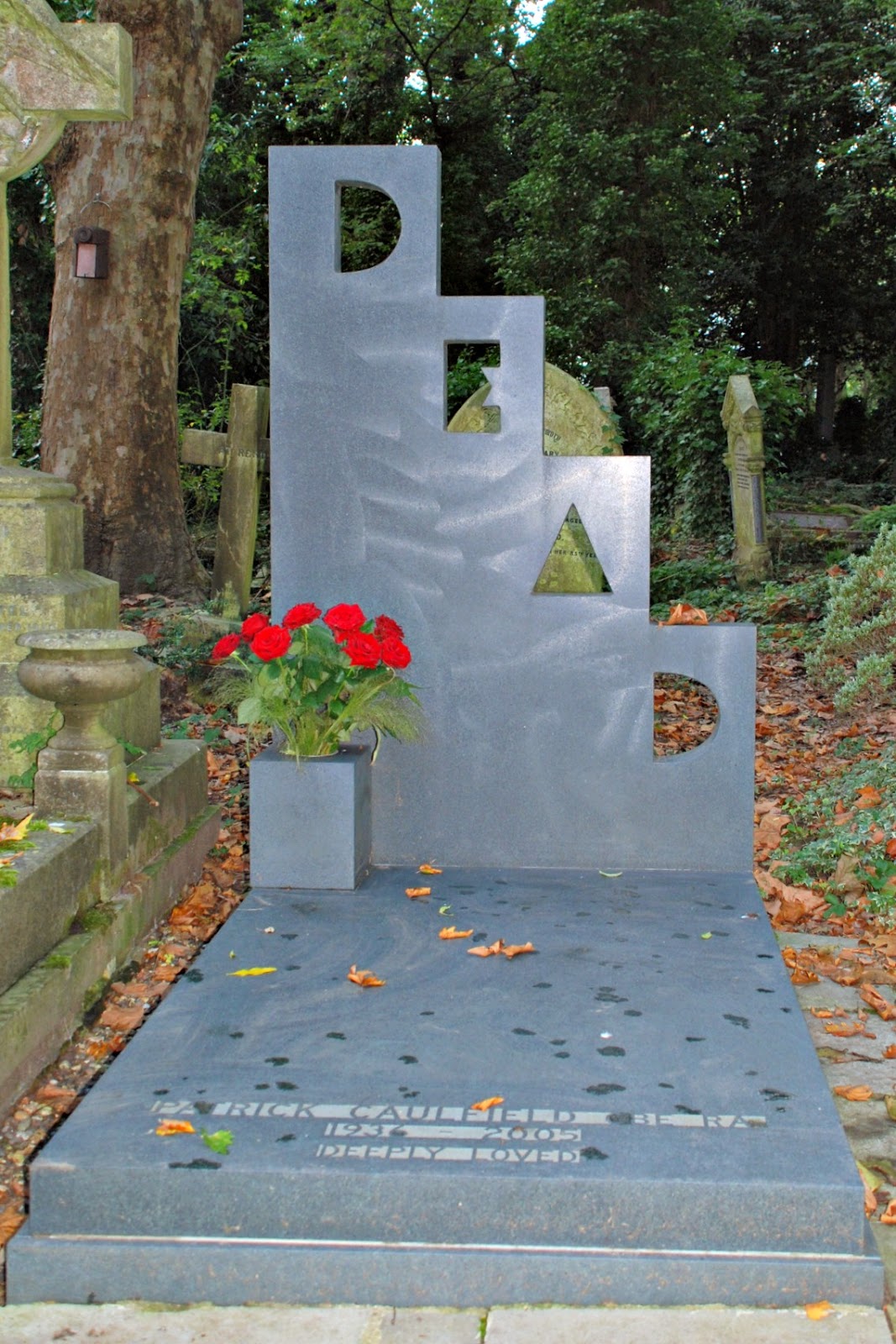 Patrick Caulfield's memorial, Highgate Cemetery, London
