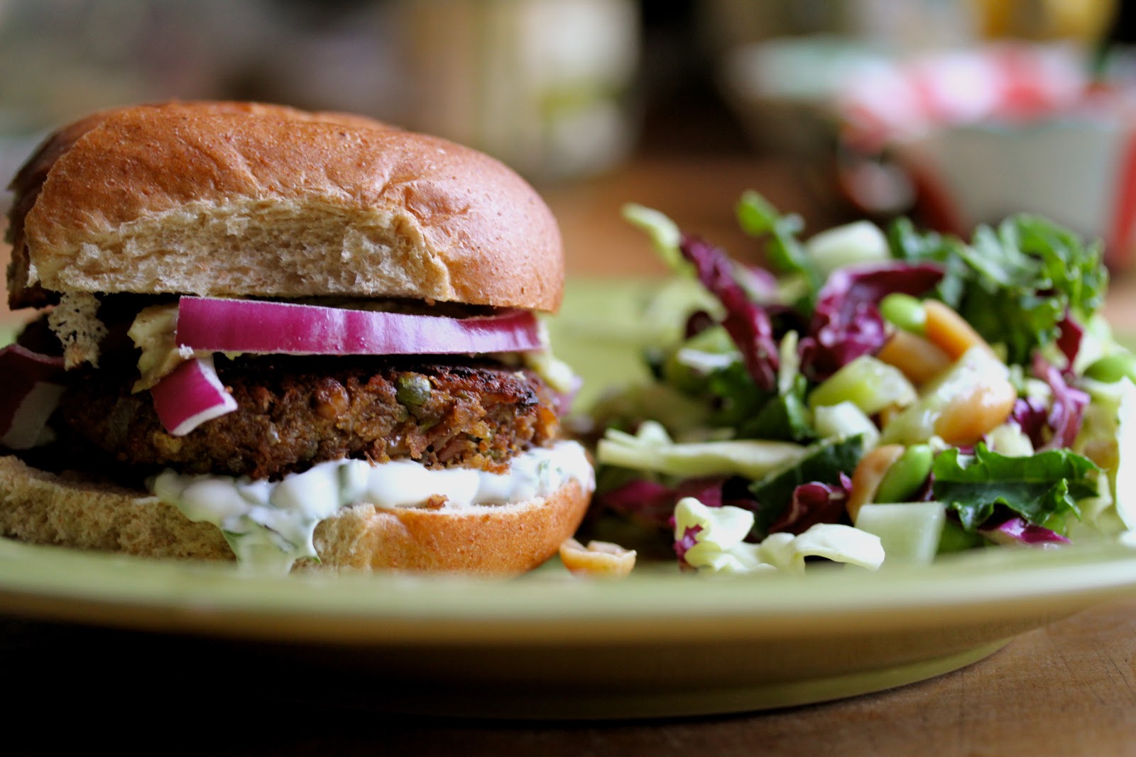 Smith's Vegan Kitchen Lentil Burgers w/ LemonBasil Vegan Mayonnaise