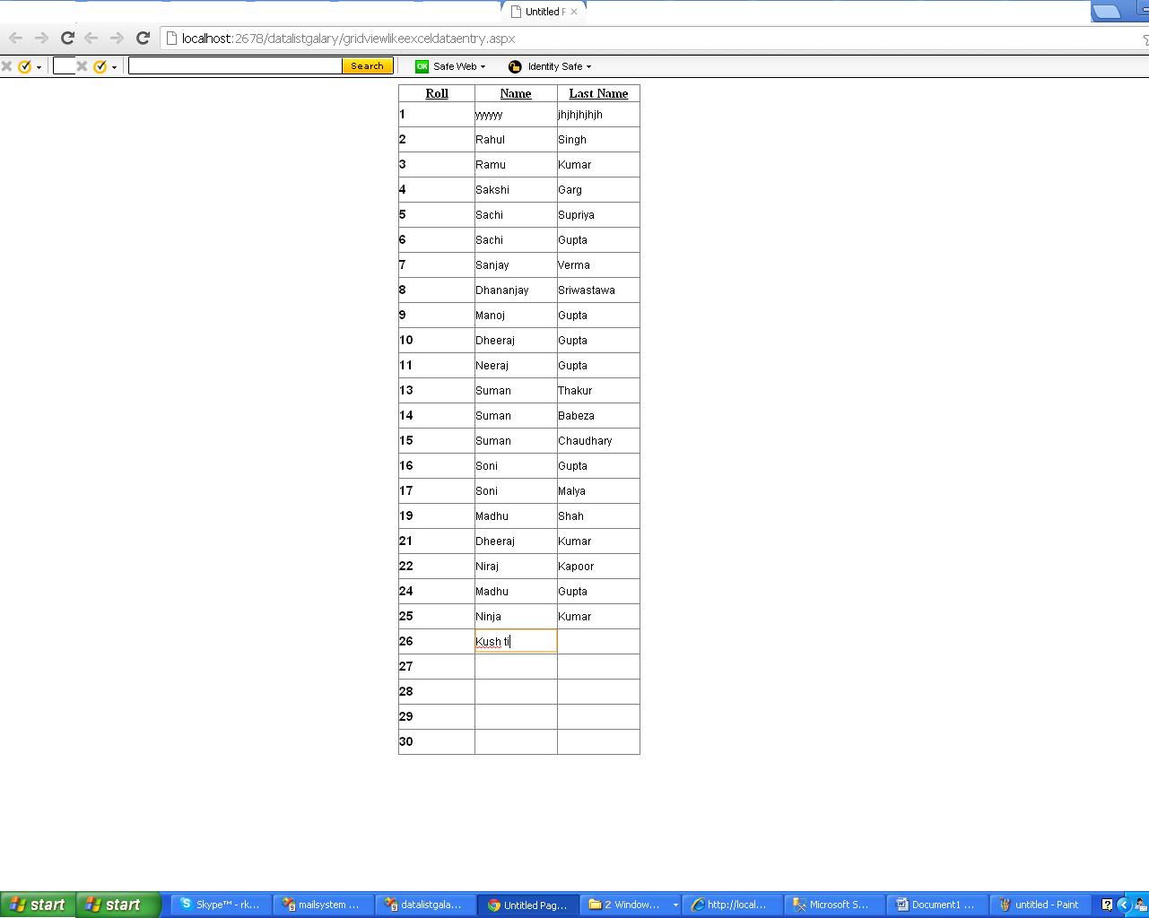 How to create a programme for Multiple row entry in grid view like ...
