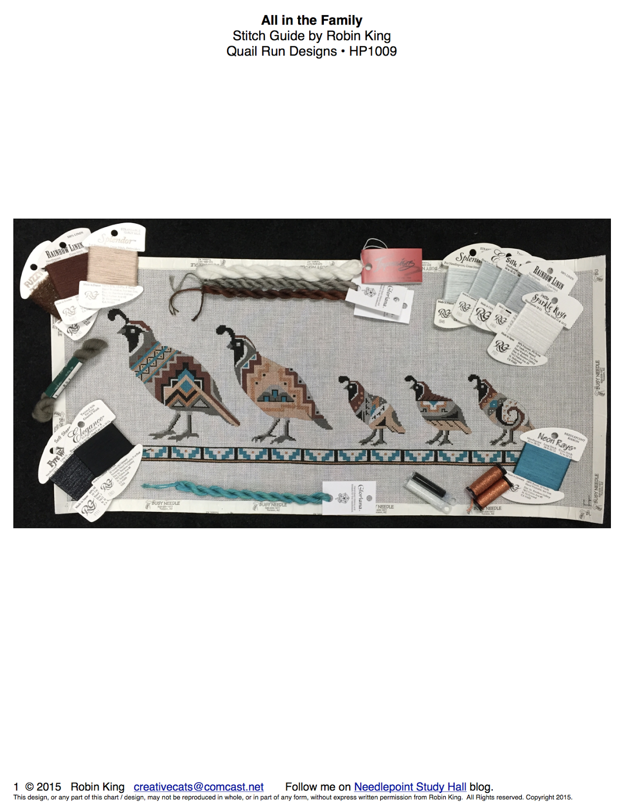 Needlepoint Study Hall Southwest theme Stitch Guides by Robin King