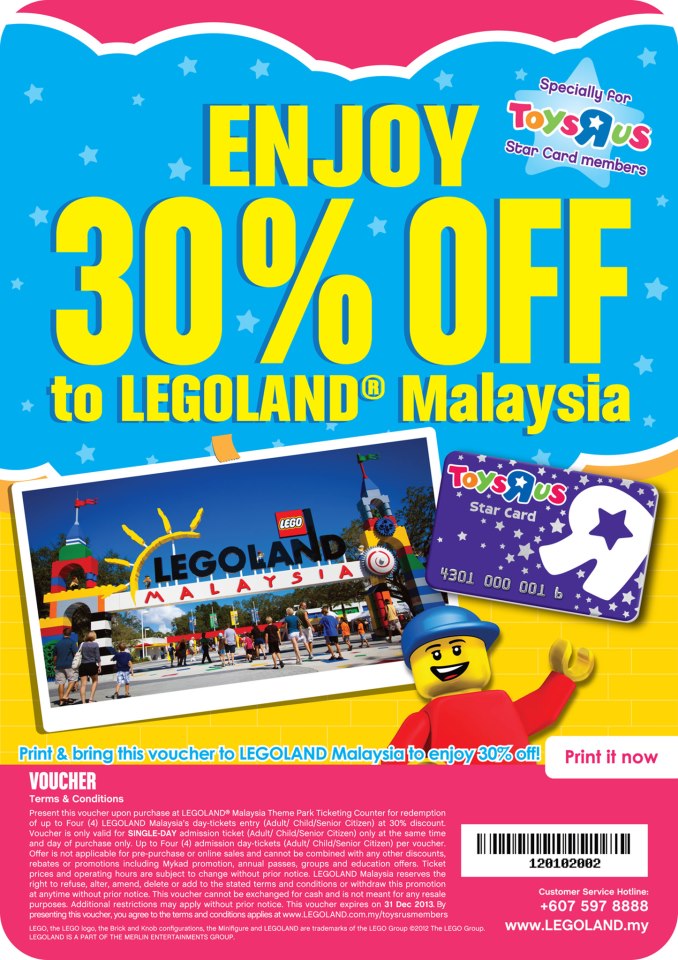 My Favourite: TRU 30% discount Voucher to LEGOLAND Malaysia