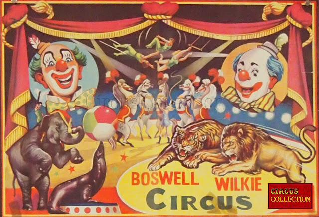 Affiche du cirque Boswell & Wilkie Circus circa 1970