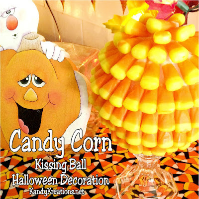 Decorate for your Halloween party with a fun and easy Candy Corn kiss ball.  These quick directions will show you step by step how to turn your Halloween decorations from cool to AWESOME-SAUCE.