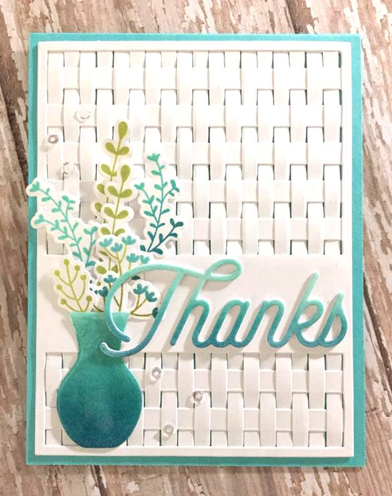 Beautiful Blooms stamp set and Die-namics, Striped Sentiment Strip Cover-Up and Twice the Thanks Die-namics - Carol Hintermeier #mftstamps