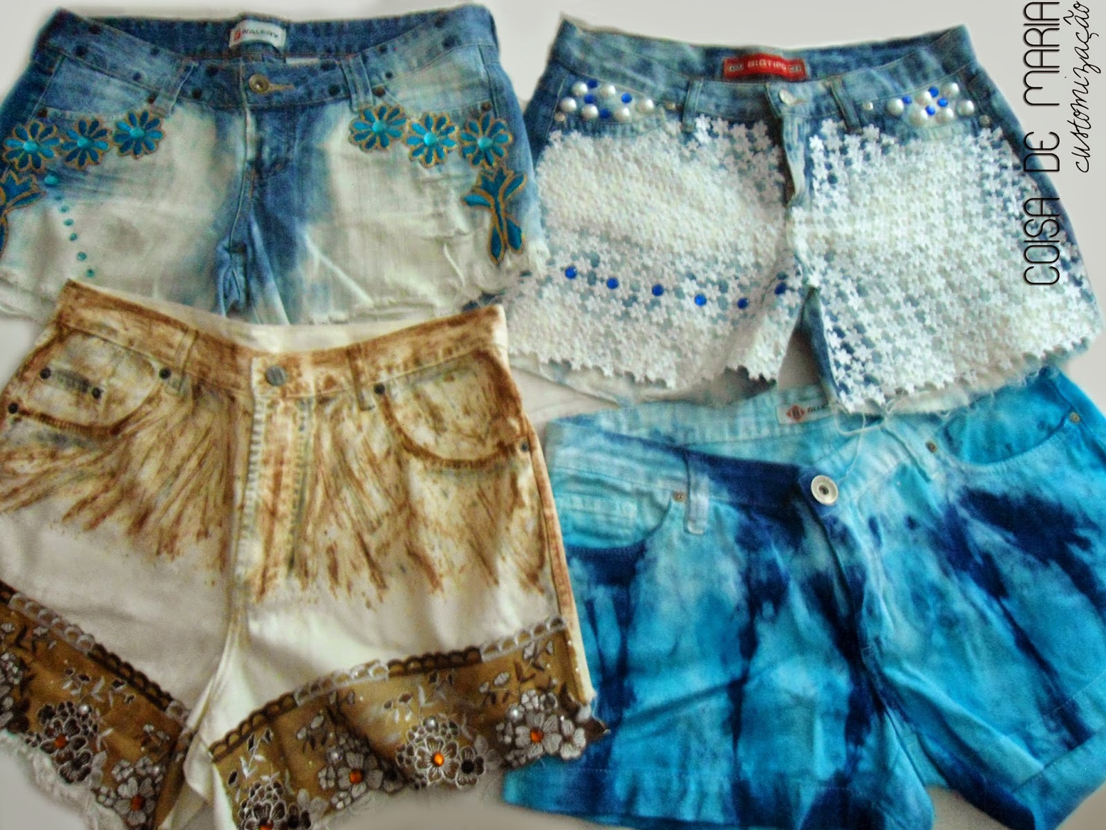 Coisa de Maria Customização: Shorts Jeans customizados com pedrarias ...