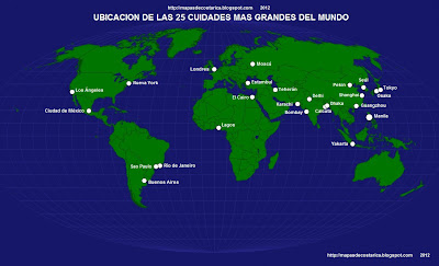 Mapamundi, seterra, nombre de las 25 ciudades mas grandes del mundo 