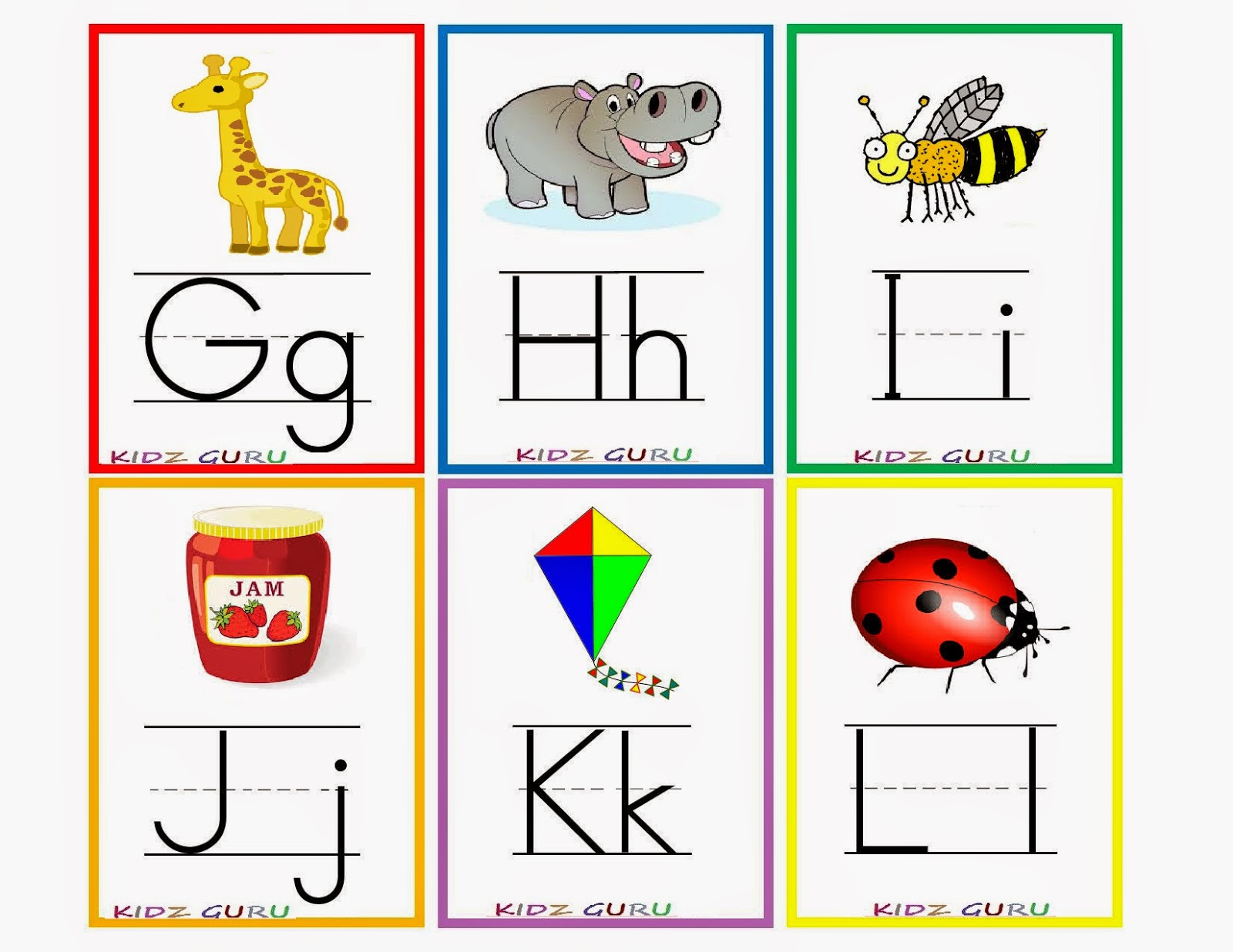 Kindergarten Worksheets: Printable Worksheets - Alphabet flash cards 2