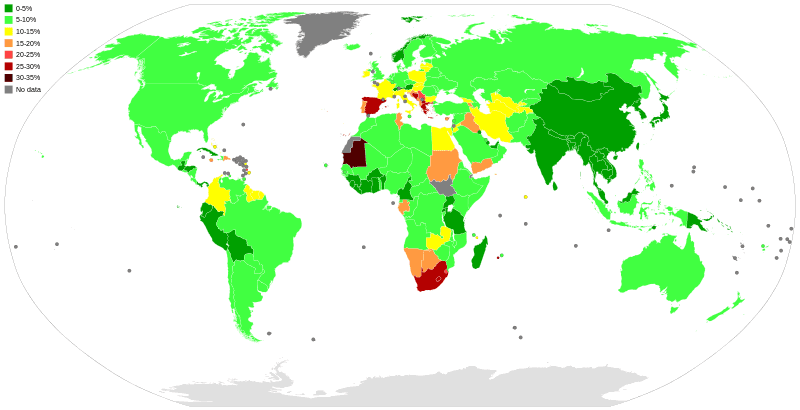 Mapa del paro a nivel mundial