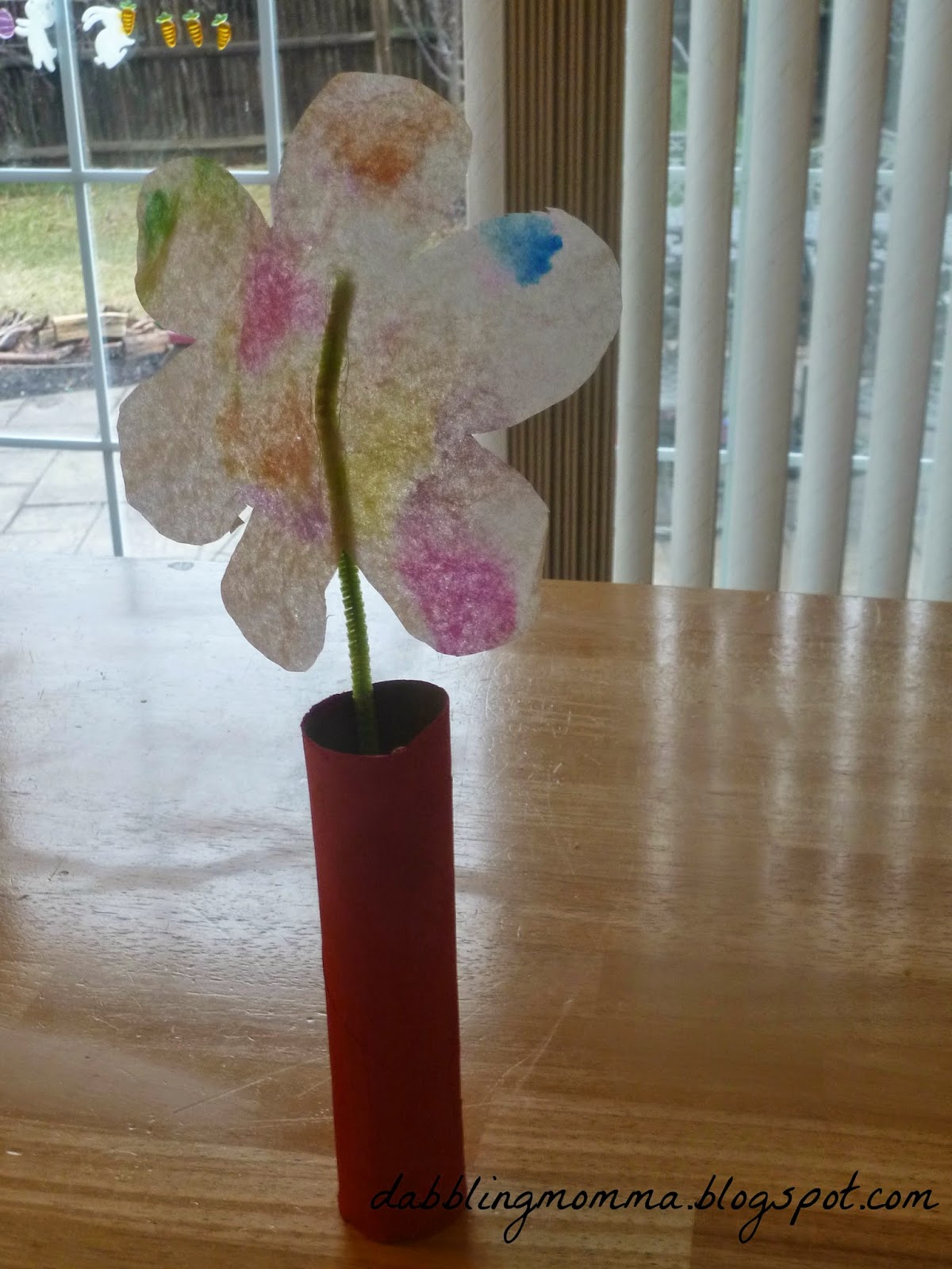 Dabblingmomma Coffee Filter Flower with Paper Towel Roll Vase