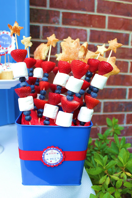 Patriotic Fruit Kabobs for the Fourth of July from Pinterest.