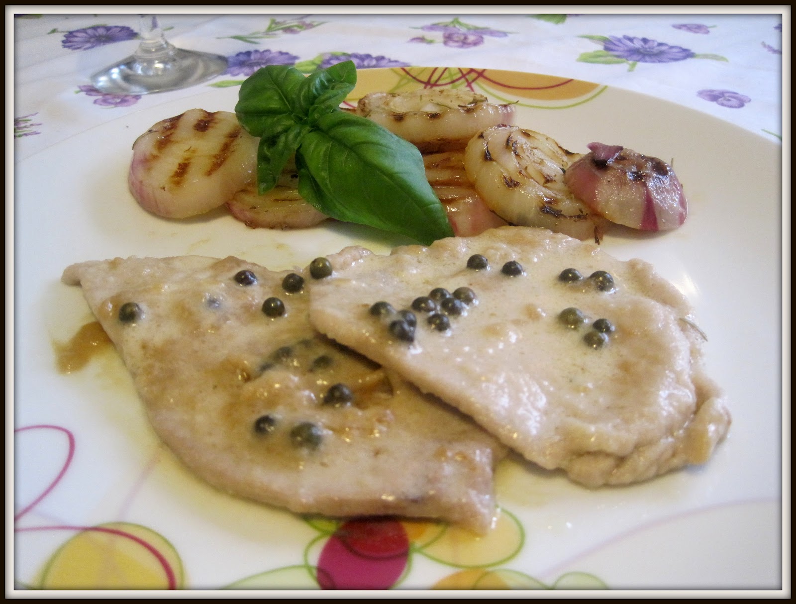 Scaloppine al pepe verde con cipolle di Tropea alla griglia My food