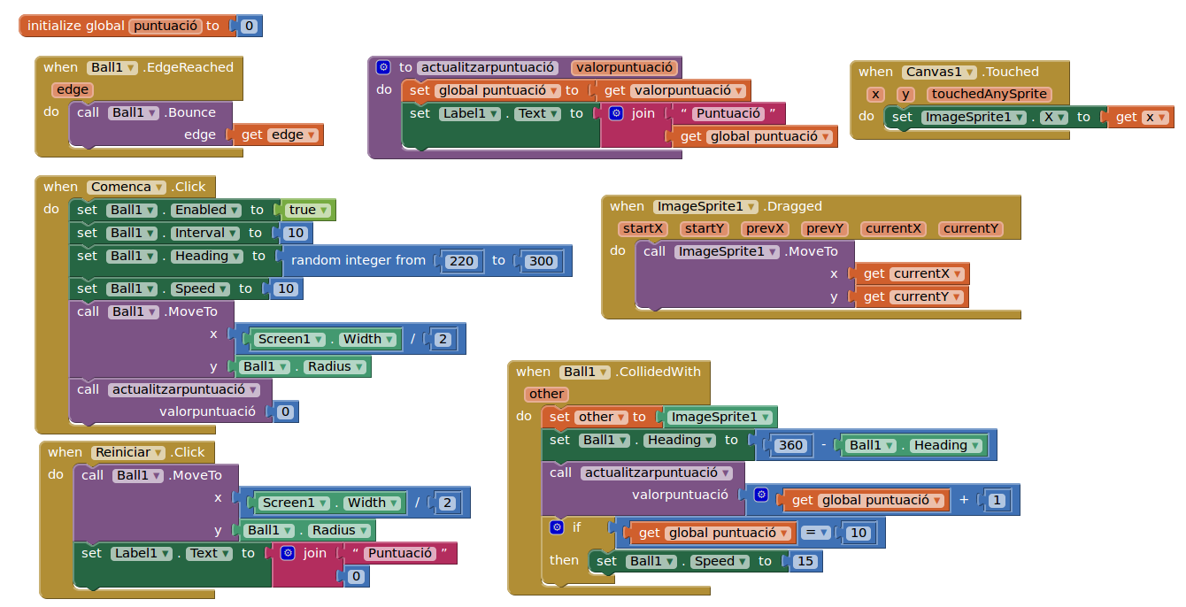 Aquí, a Informàtica App Inventor Pong