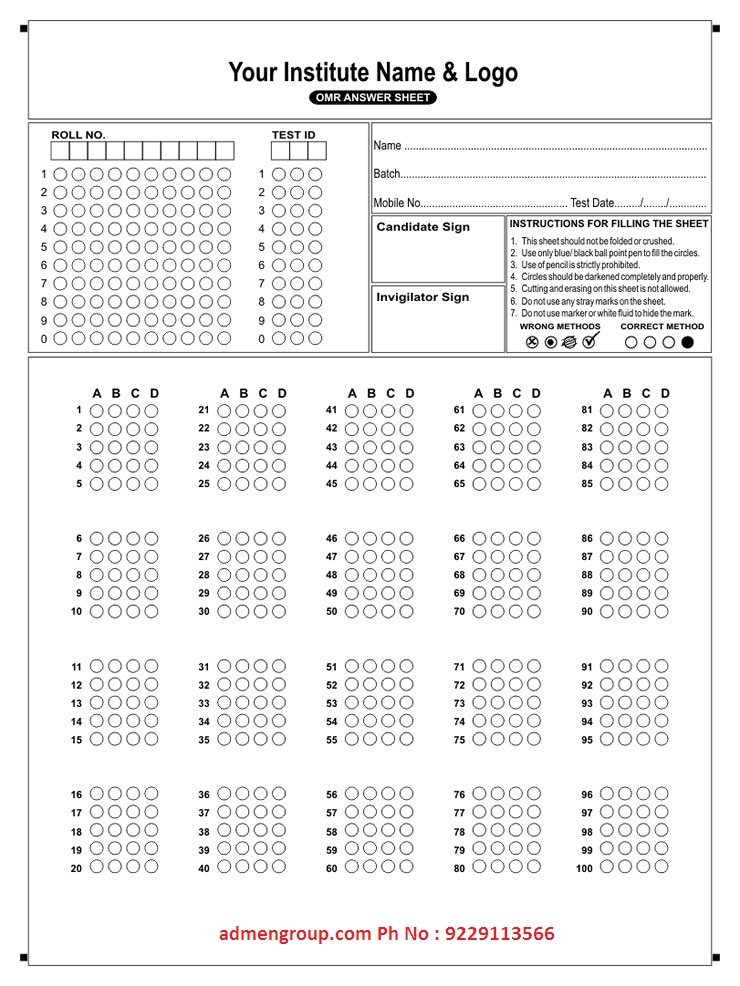omrsoftware Use of ink or gel pen