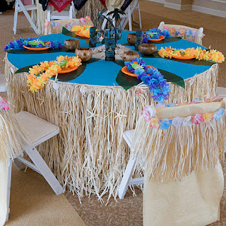 luau moana table decorations hawaiian theme tropical birthday island decoration themed tables setting beach parties fiesta disney decorate shindigz everything