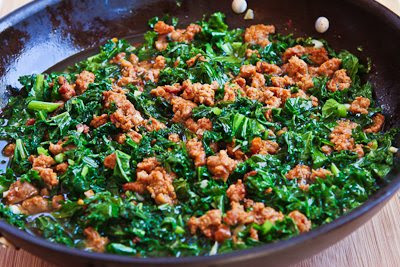  Pasta with Hot Italian Sausage, Kale, Garlic, and Red Pepper Flakes found on KalynsKitchen.com