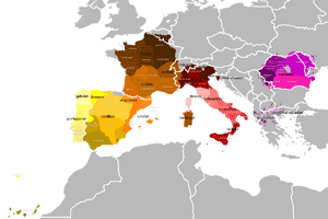 Mapa de localización de las lenguas romances y sus diversos dialectos en el sur del continente europeo Mapa de localización de las lenguas romances y sus diversos dialectos en el sur del continente europeo