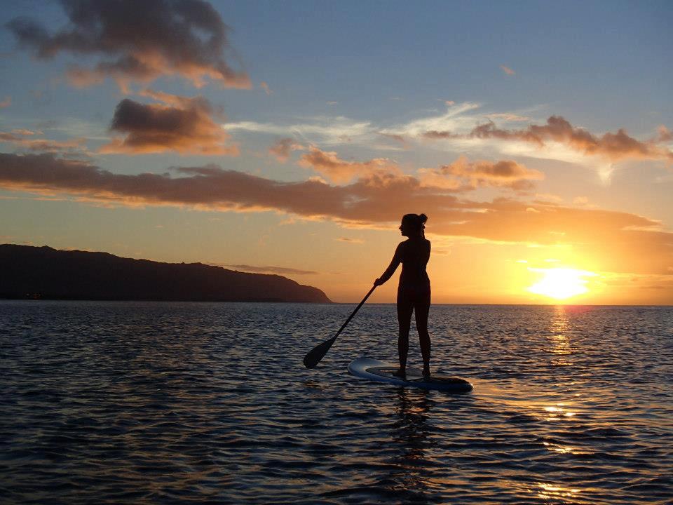 Oahu Photos Paddle Boarder Sunset