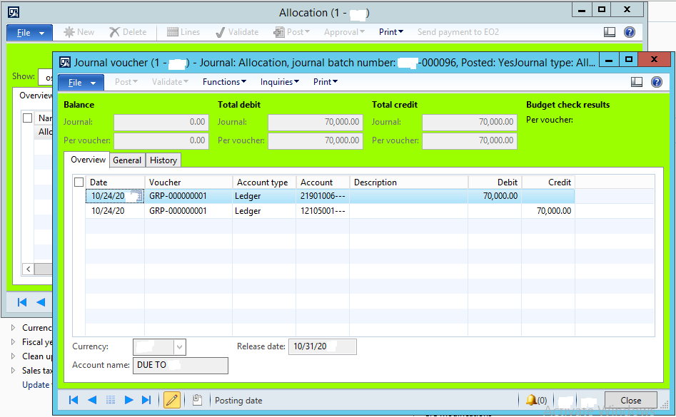 YouMSDAX Ledger Allocation rule in Ax 2012