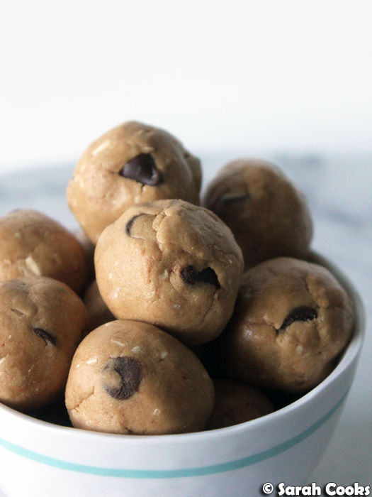Sarah Cooks Peanut Butter Cookie Dough Protein Balls