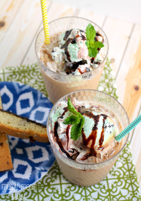 Skip the fancy coffee shop, and make these creamy two ingredient Mint Chocolate Affogato Floats at home instead.