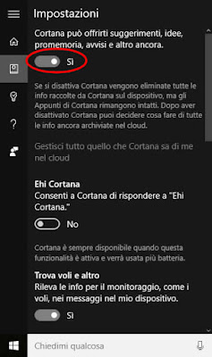 disattiva Cortana